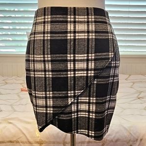 Black & White Plaid Mini Skirt